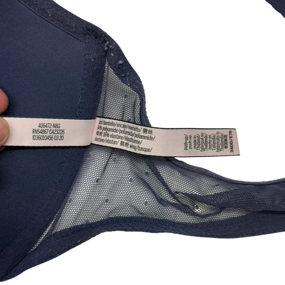Victoria's Secret Sexy Blue Floral Razorback Sheer Back Push-up Bra 34DD‎ #309